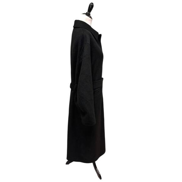 W ANDERSON X UNIQLO Wool Trench Double Face Belted Coat Black EUC Size XL - Picture 3 of 8